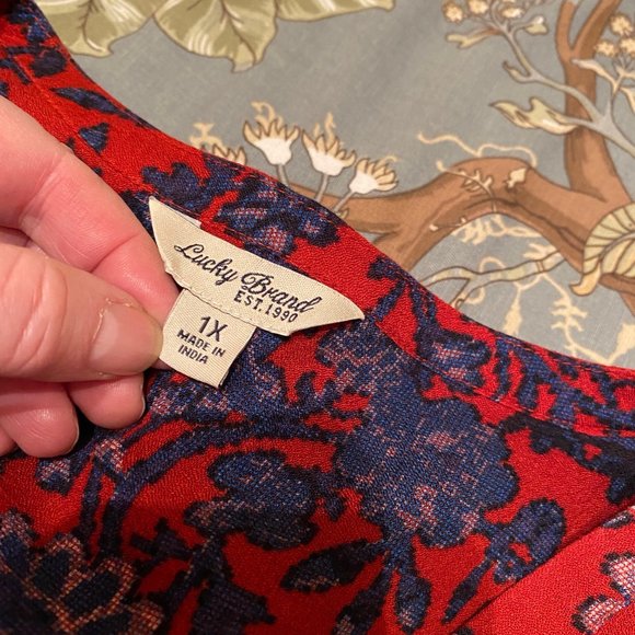 Lucky Brand Red and Blue Tunic Top - Picture 4 of 5